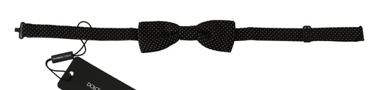 Dolce & Gabbana Schwarz Polka Dots Seide Einstellbare Hals Papillon Männer Fliege