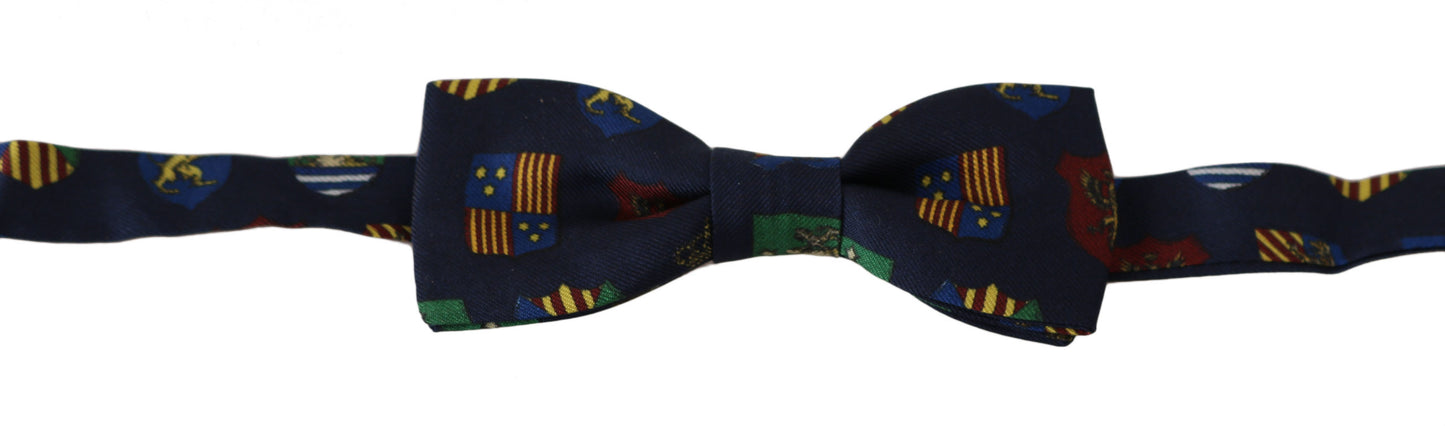 Dolce & Gabbana Blaue Flaggen 100% Seide Einstellbare Hals Papillon Männer Fliege