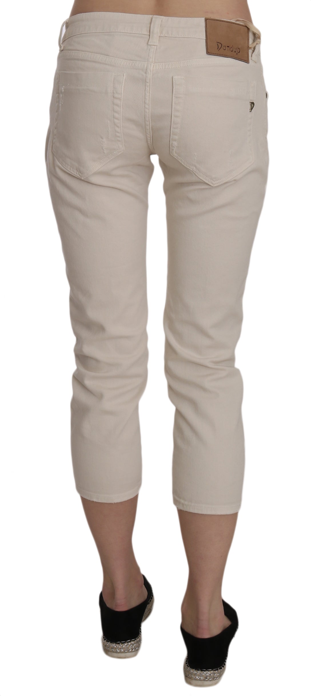 Dondup Beigefarbene Baumwoll-Stretch-Capri-Jeans mit niedriger Taille und schmalem Schnitt