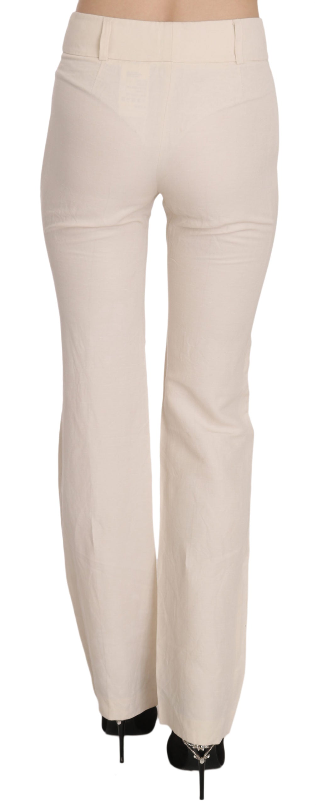 LAUREL Weiße ausgestellte Kleiderhose mit hoher Taille aus Seidenmischung