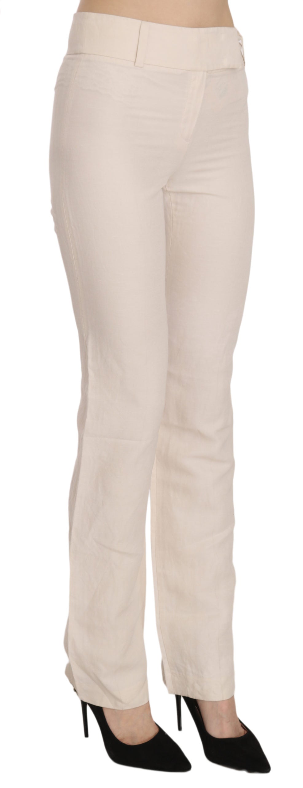 LAUREL Weiße ausgestellte Kleiderhose mit hoher Taille aus Seidenmischung
