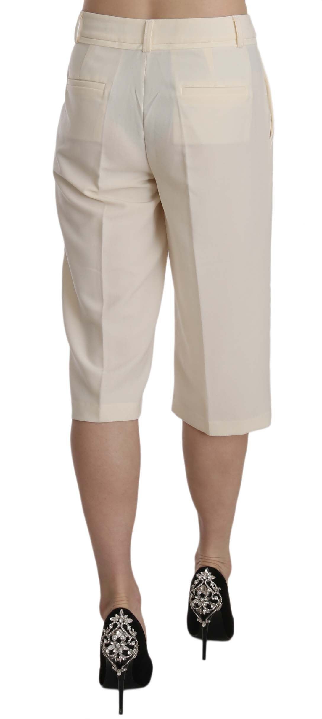 Silvian Heach Cremefarbene Straight Cropped Pants aus Baumwolle mit mittlerer Taille