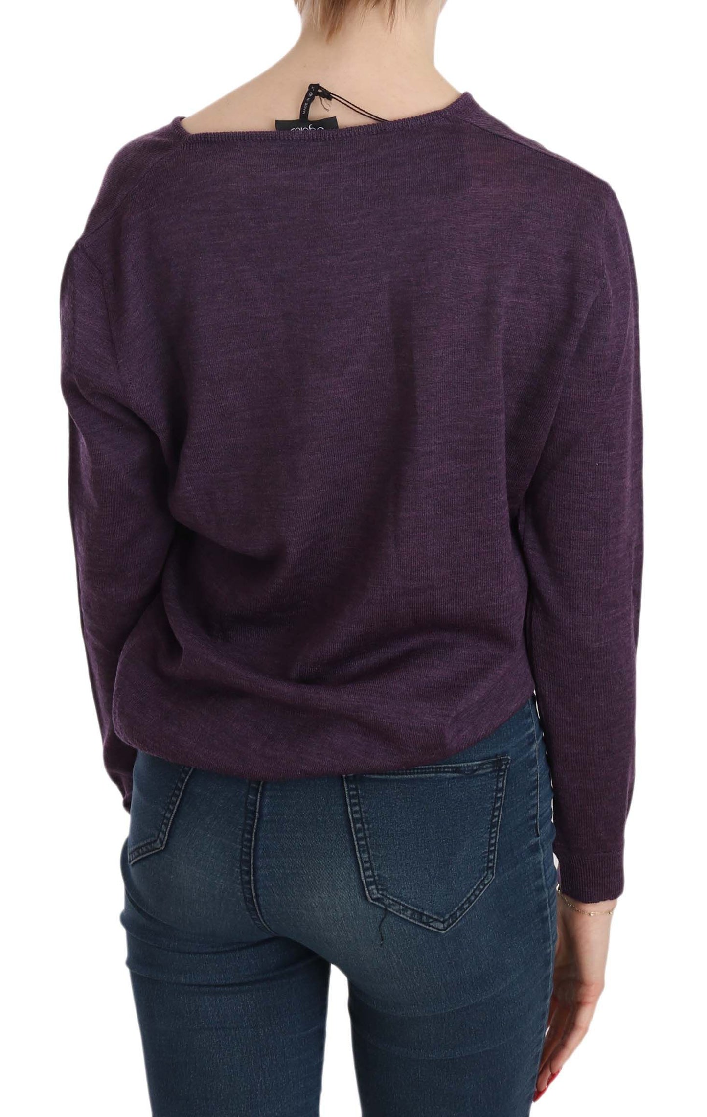 BYBLOS Lila V-Ausschnitt Langarm-Pullover-Top