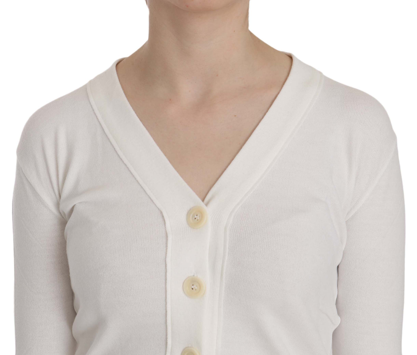 BYBLOS Weißer V-Ausschnitt Langarm Strickjacke Tops Pullover