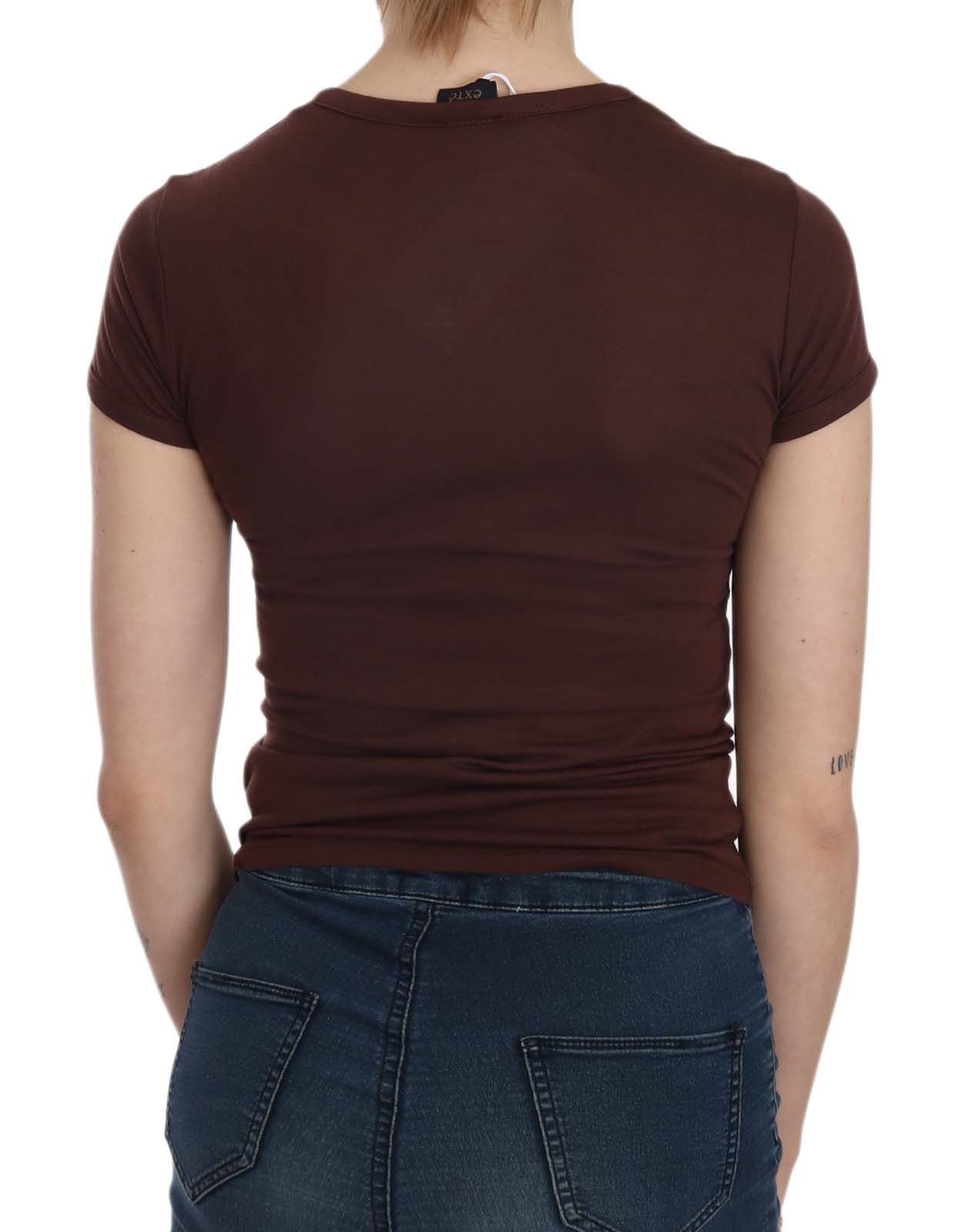 Exte Braunes Herz kurzärmeliges lässiges T-Shirt Top