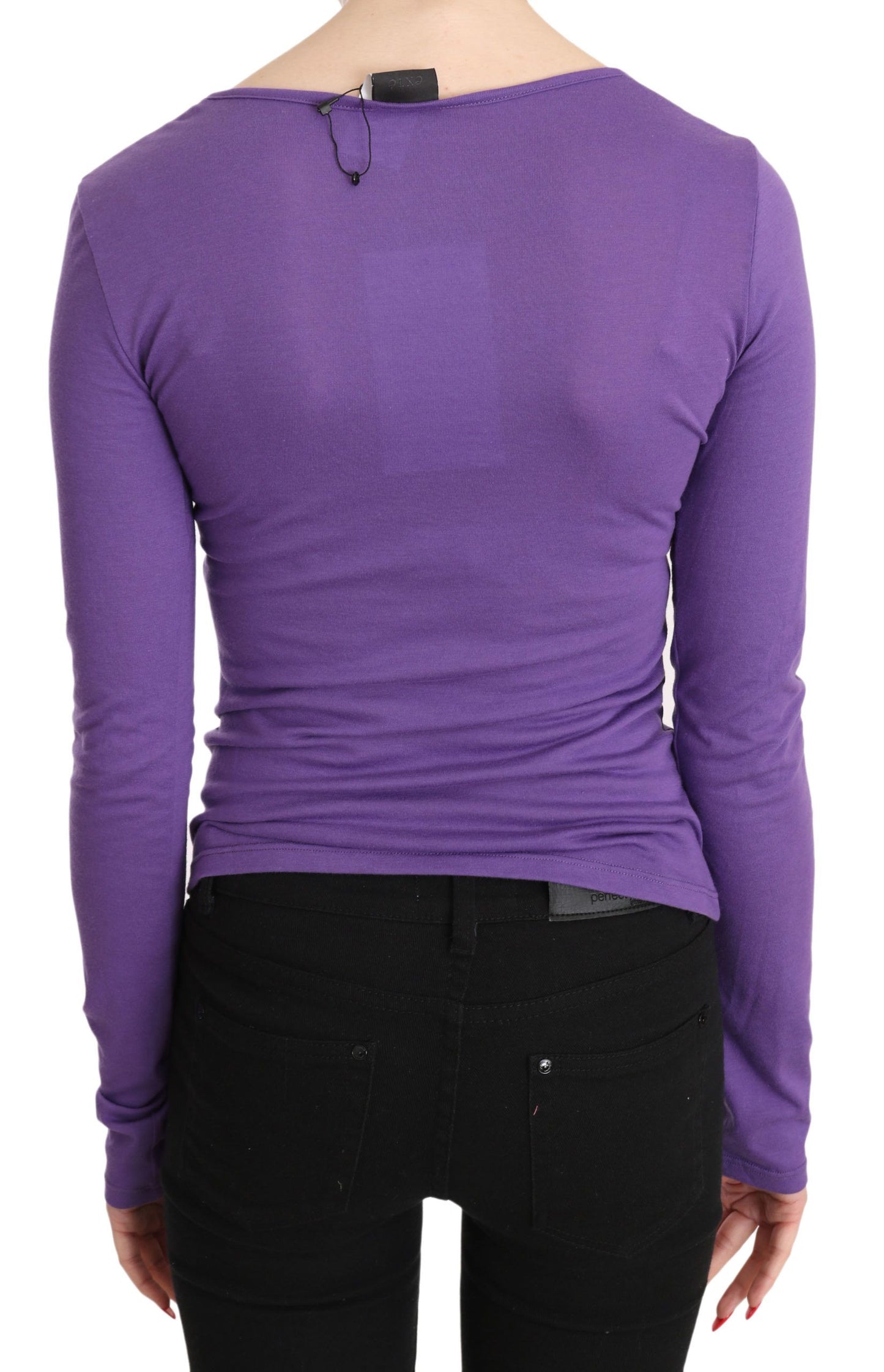 Lila Exte Crystal verschönert Langarm Top Bluse