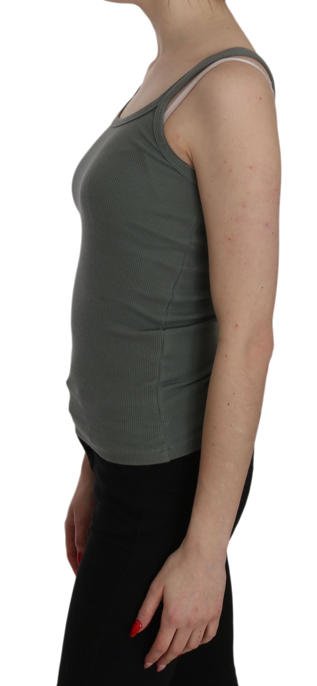 PINK MEMORIES Grüner Spaghetti-Träger Slim Fit Casual Tank Top Bluse