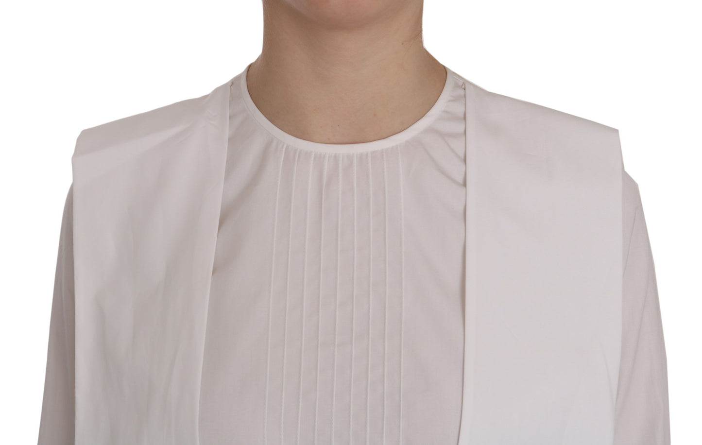 Dsquared² Weiße Bluse mit Rundhalsausschnitt und langen Ärmeln aus Baumwolle