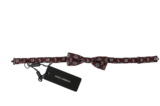 Dolce & Gabbana Herren Bordeaux Maroon Lion Seidenfliege mit verstellbarem Hals