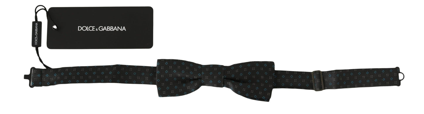 Dolce & Gabbana Männer Grau Muster Seide Einstellbare Hals Papillon Fliege