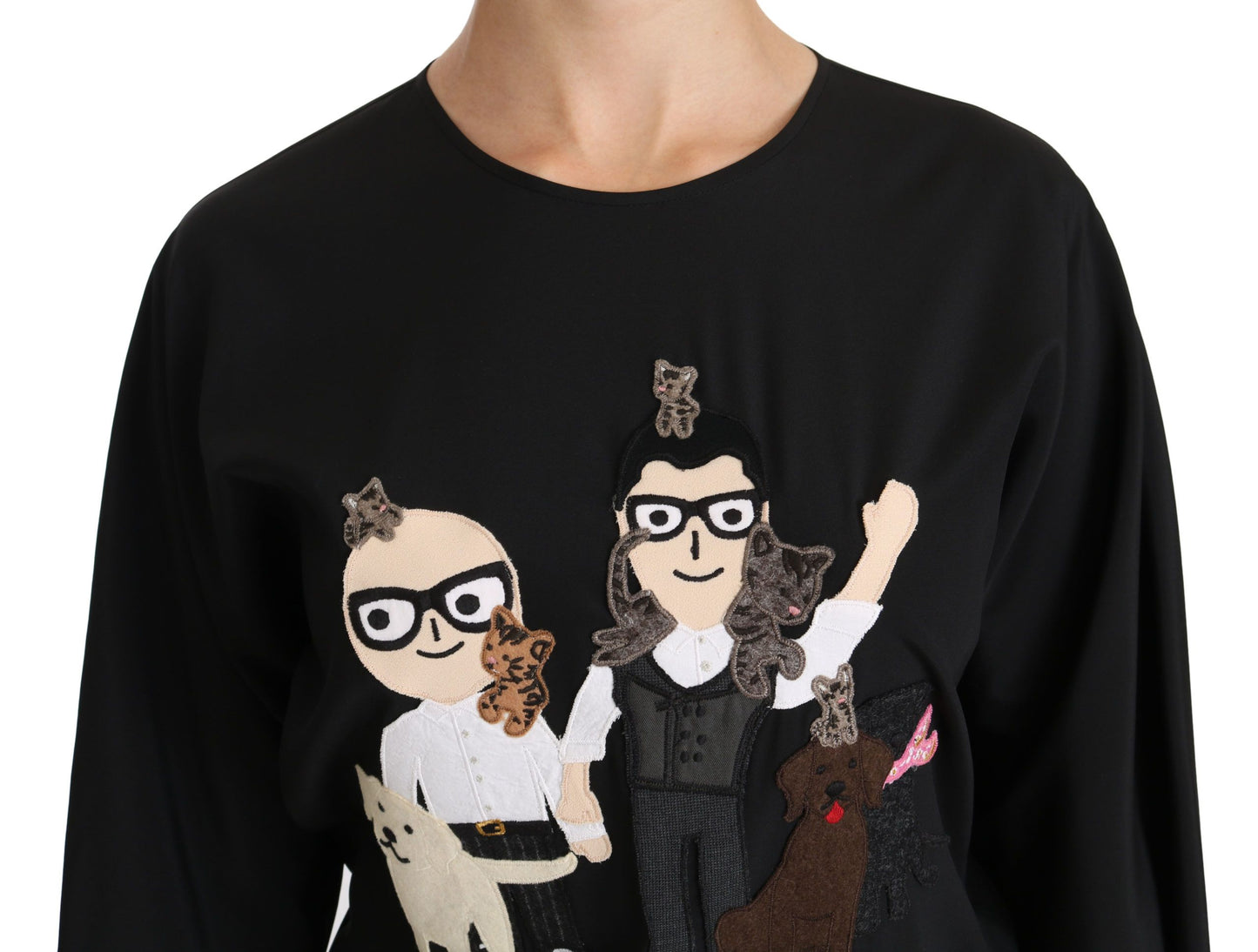 Dolce & Gabbana Schwarzes #dgfamily Top T-shirt Seidenbluse