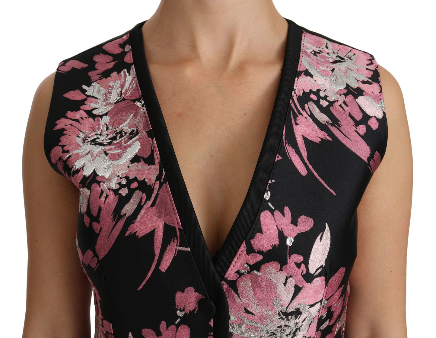 Dolce & Gabbana Schwarz Rosa Floral Weste Weste Bluse Oberteil