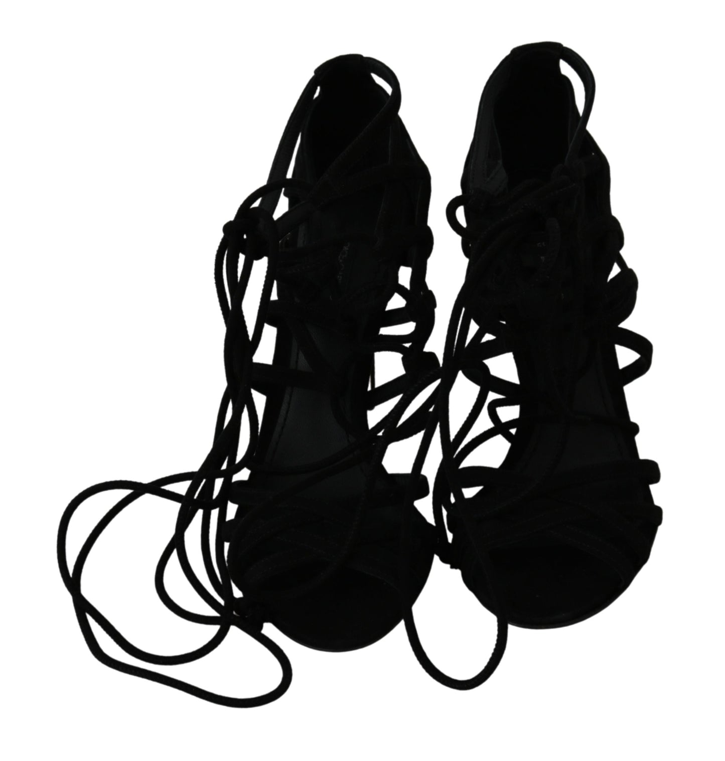 Dolce & Gabbana Schwarz Wildleder Riemen Stilettos Schuhe Sandalen