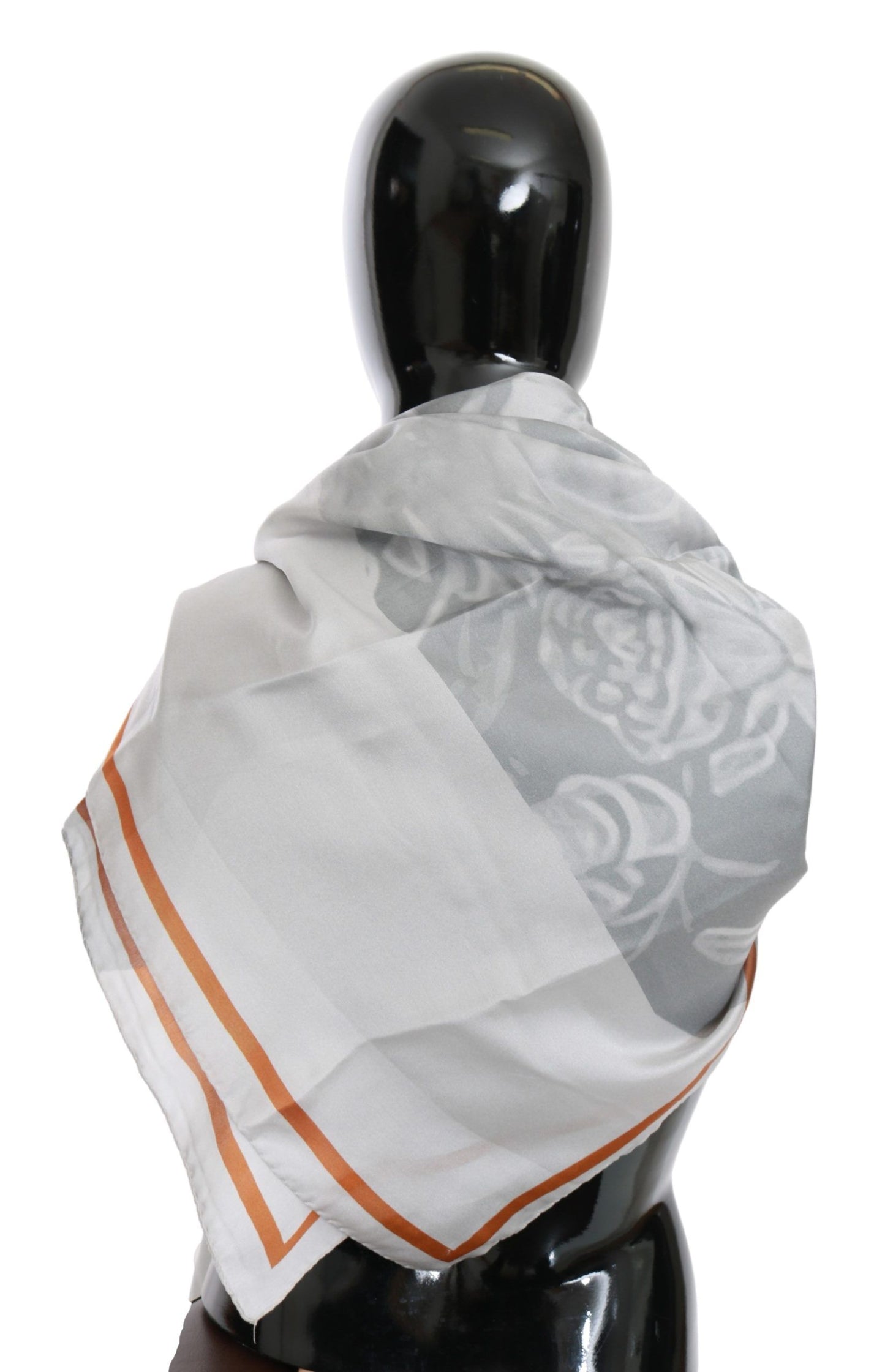 Costume National Grauer Roter Seidenschal Foulard Wickelschal