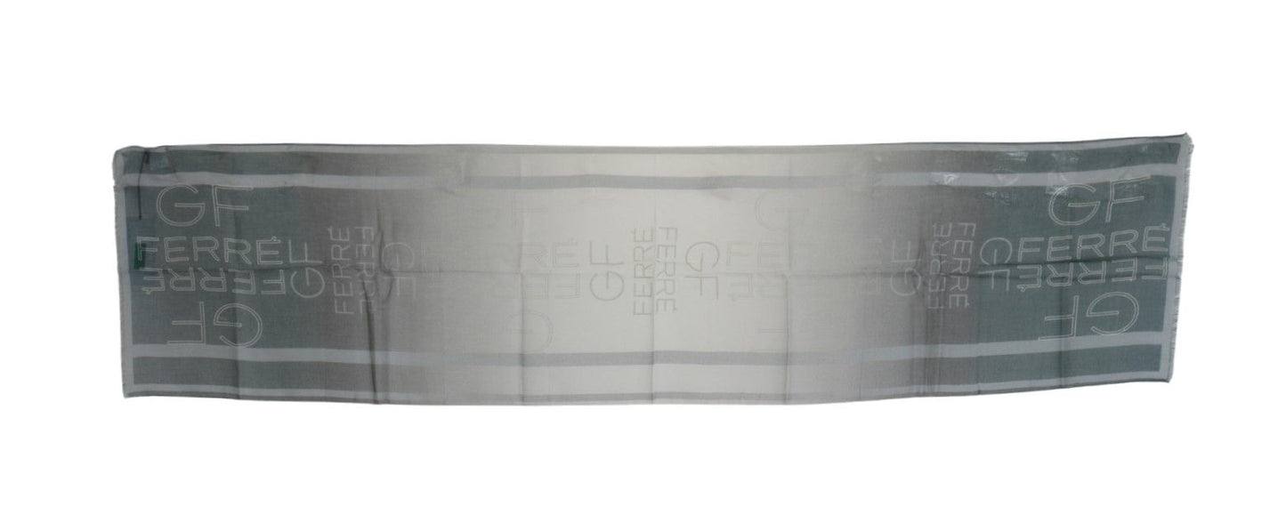 GF Ferre Grauer Woll-Viskose Foulard gemusterter Markenschal