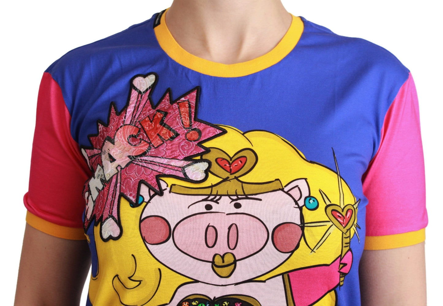 Dolce & Gabbana Lila PIG SUPERGIRL Top Baumwoll-T-Shirt