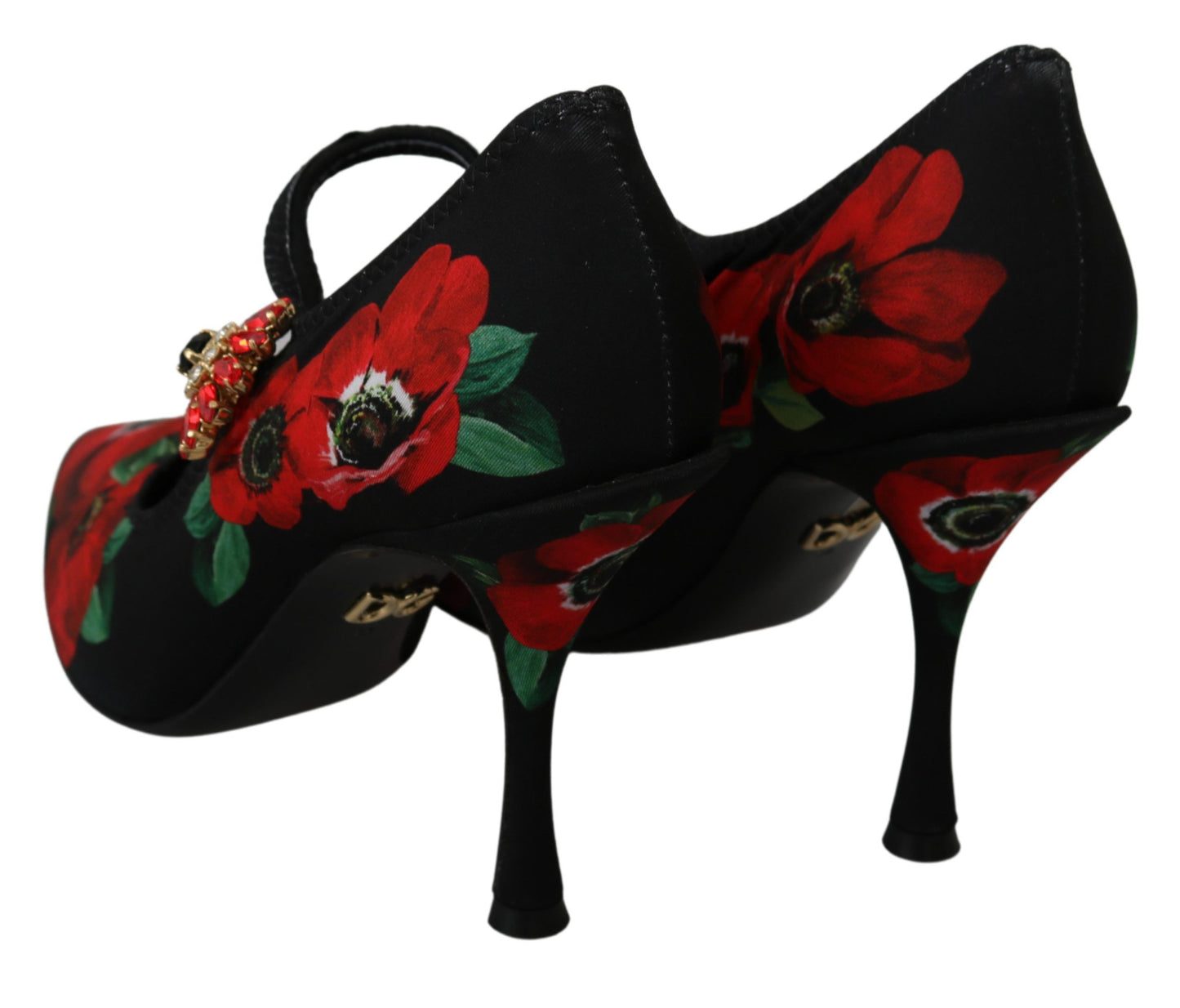 Dolce & Gabbana Schwarz Rot Floral Mary Janes Pumps Schuhe