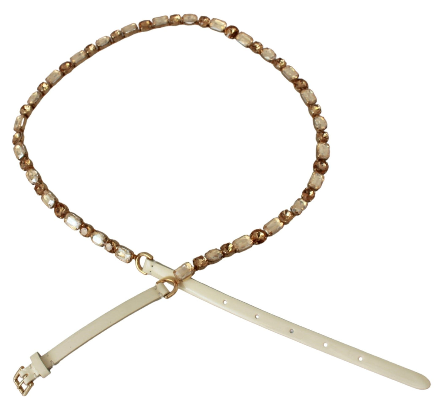 Dolce & Gabbana Weißer Leder Gürtel mit Kristallen