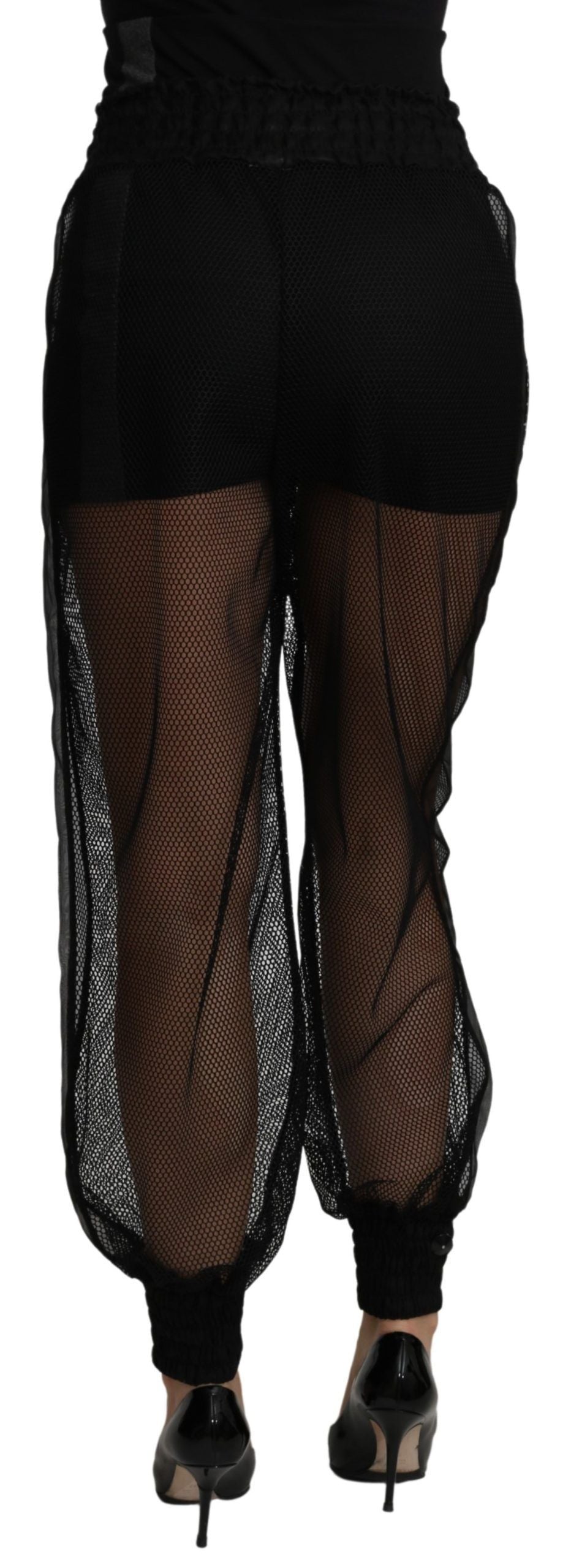 Dolce & Gabbana Schwarze See-Through-Jogger-Hose aus Polyester