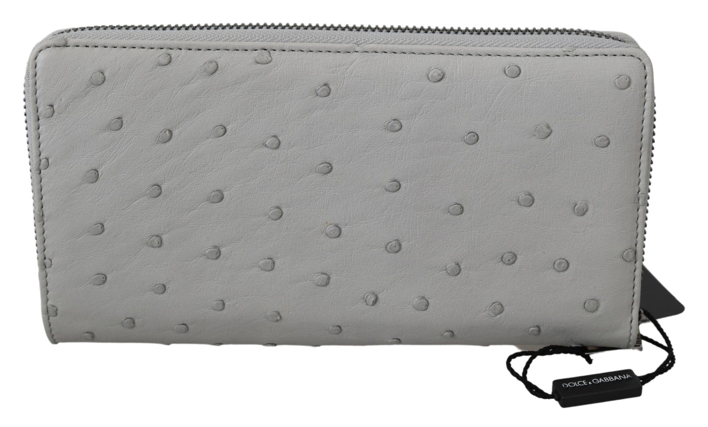 Dolce & Gabbana Weißes Straußenleder Continental Herren Clutch Wallet