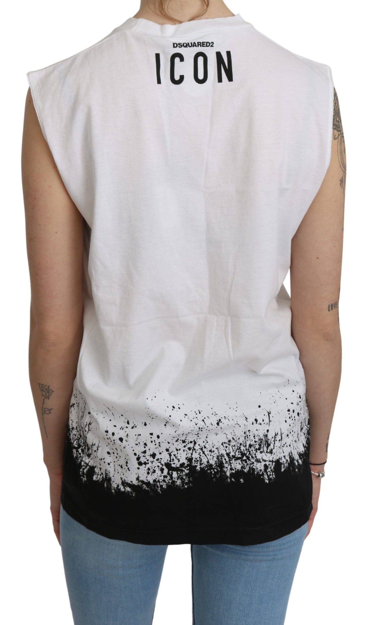 Dsquared² Weißes ärmelloses T-Shirt Tank Top aus Baumwolle