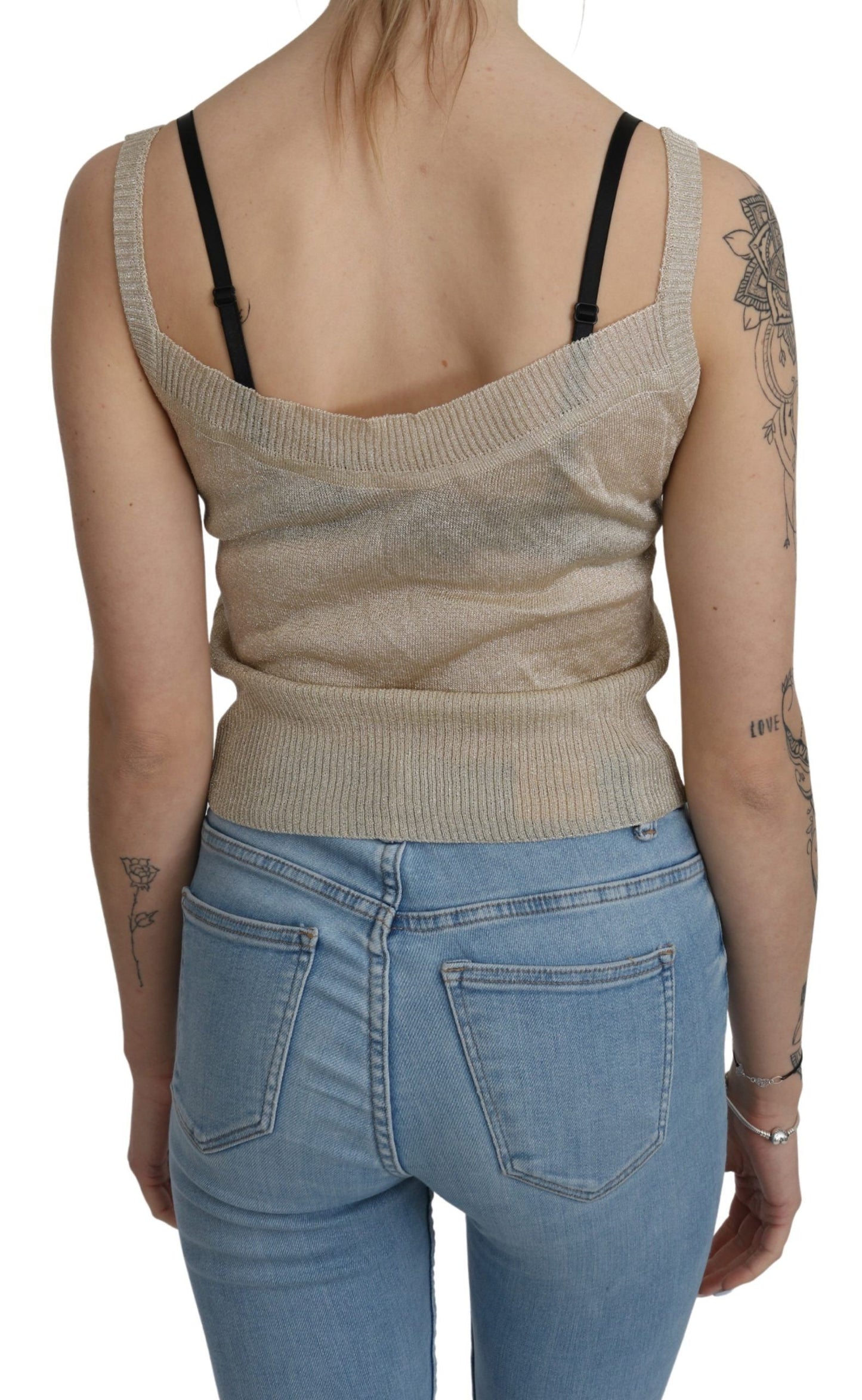 BYBLOS Beige Ärmelloses Spaghetti-Träger-Top mit Durchblick