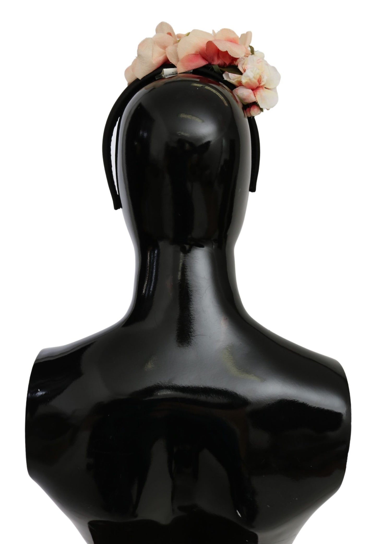 Dolce & Gabbana Rosa Seide Schwarz Floral Stirnband Logo Diadem