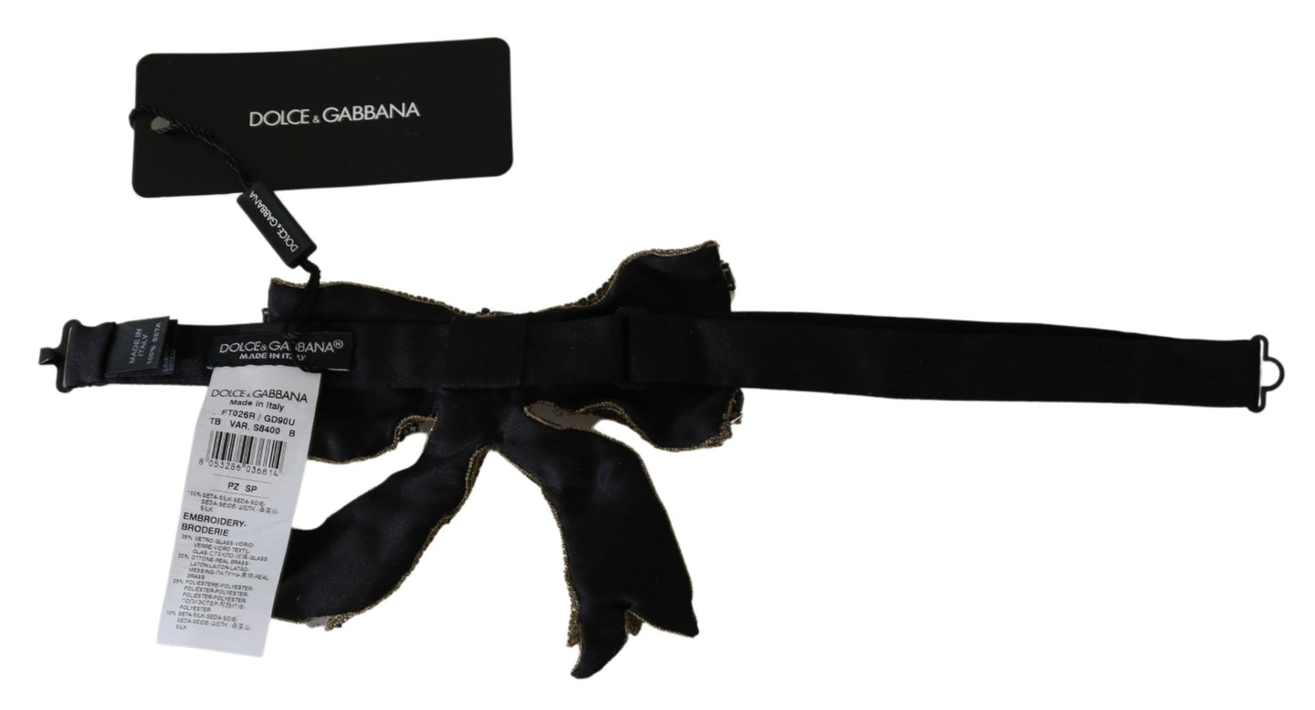 Dolce & Gabbana Gold Kristall Perlen Pailletten 100% Seide Catwalk Halskette