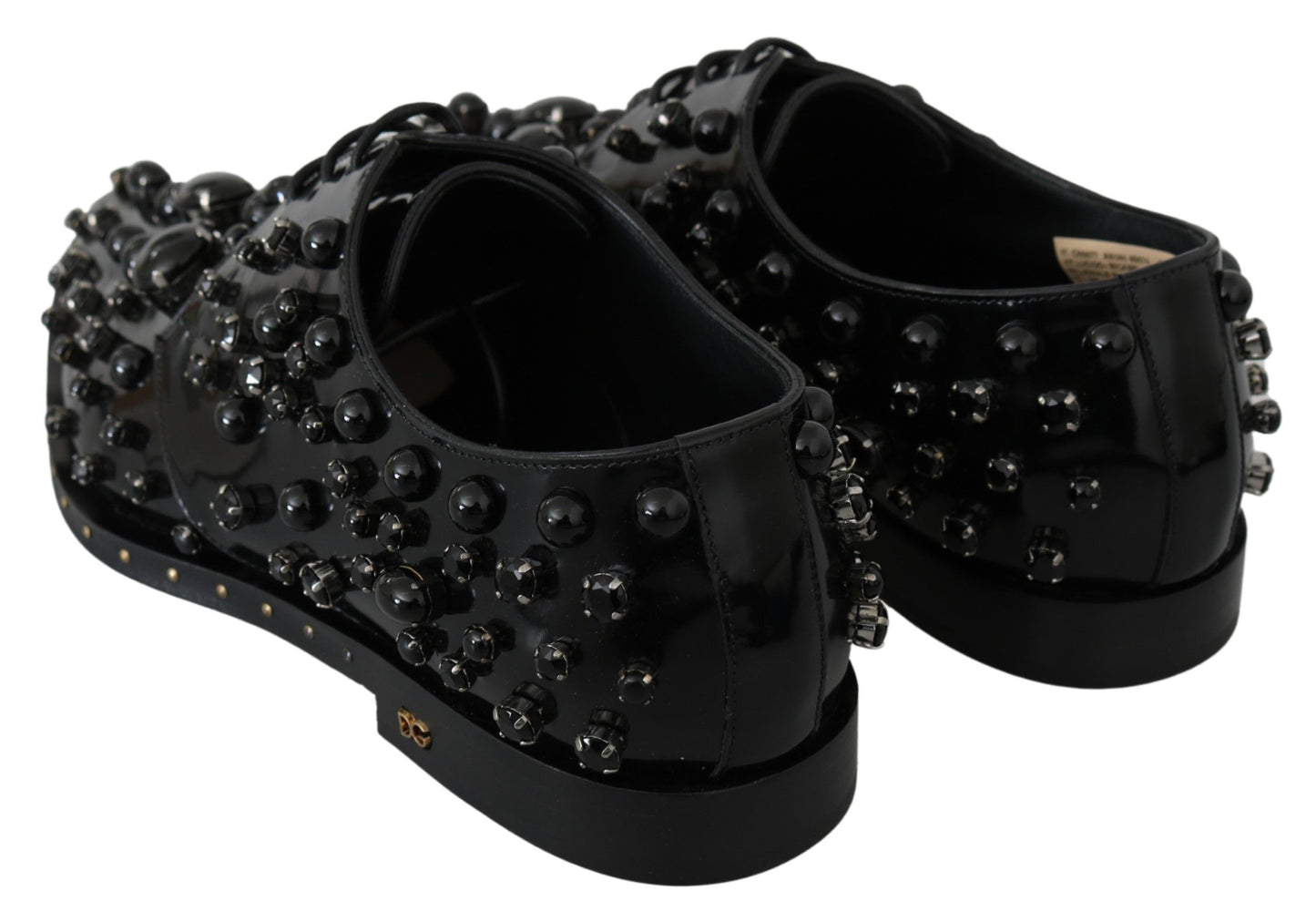 Dolce & Gabbana Schwarz Leder Kristalle Kleid Broque Schuhe