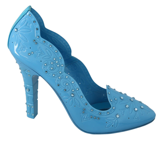 Dolce & Gabbana Blau Kristall Floral CINDERELLA Heels Schuhe