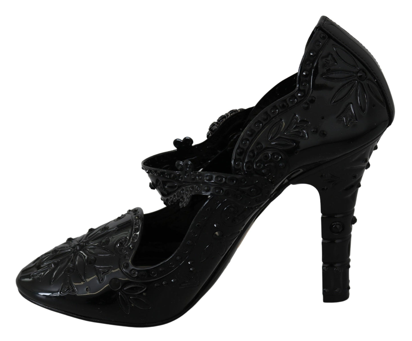 Dolce & Gabbana Schwarz Floral Kristall CINDERELLA Heels Schuhe