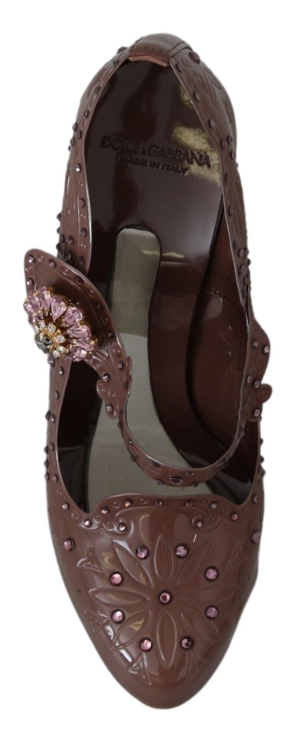 Dolce & Gabbana Braun Floral Kristall CINDERELLA Heels Schuhe