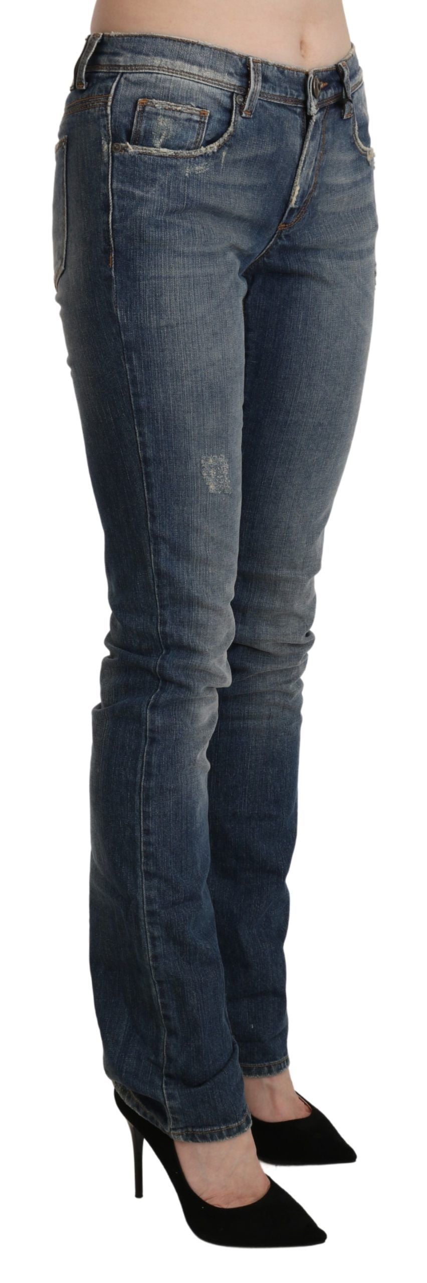 Ermanno Scervino Blau gewaschene Mid Waist Skinny Denim Jeans