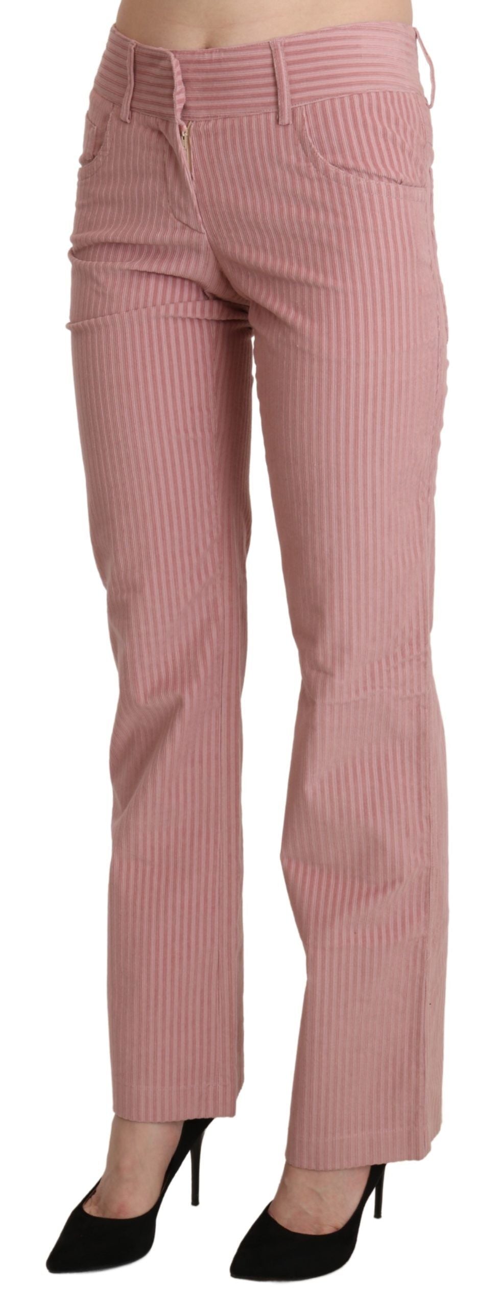Ermanno Scervino Rosa Mid Waist Straight Trouser Baumwollhosen