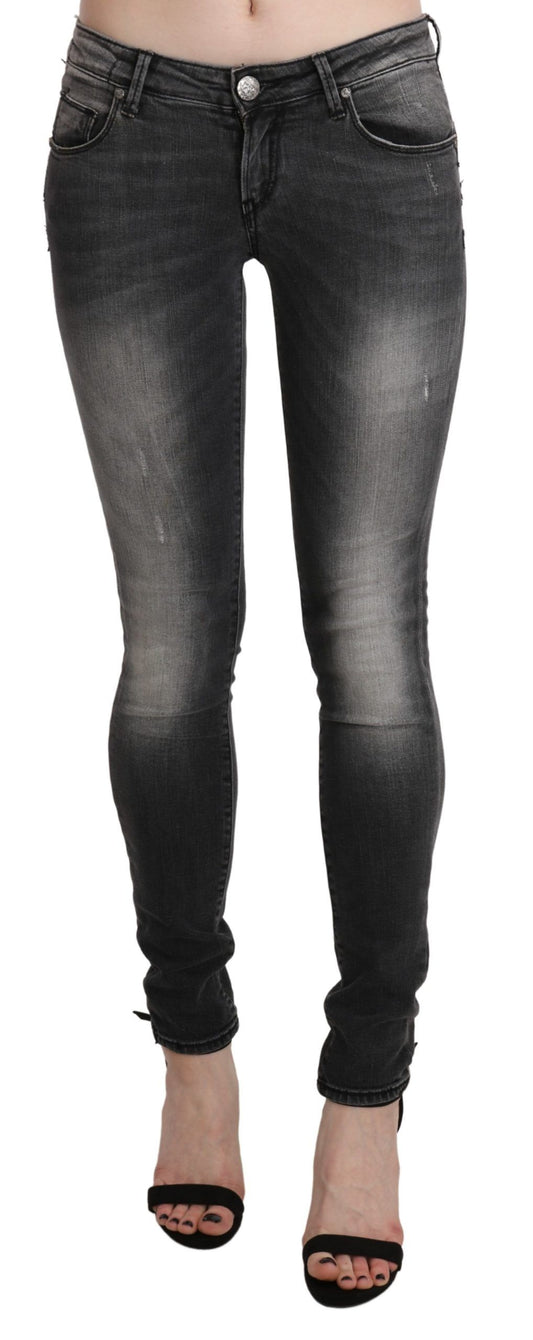 Acht Schwarz-grau gewaschene Skinny-Hosen-Jeans aus Baumwolle