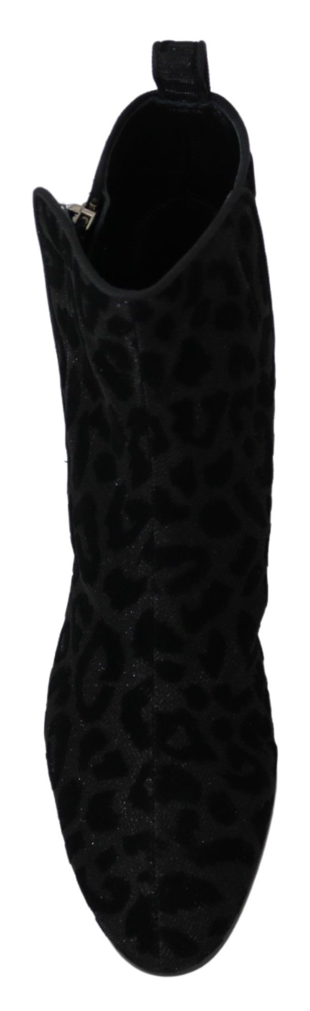 Dolce & Gabbana Schwarzer Leopard Kurze Stiefel Schuhe mit Reißverschluss