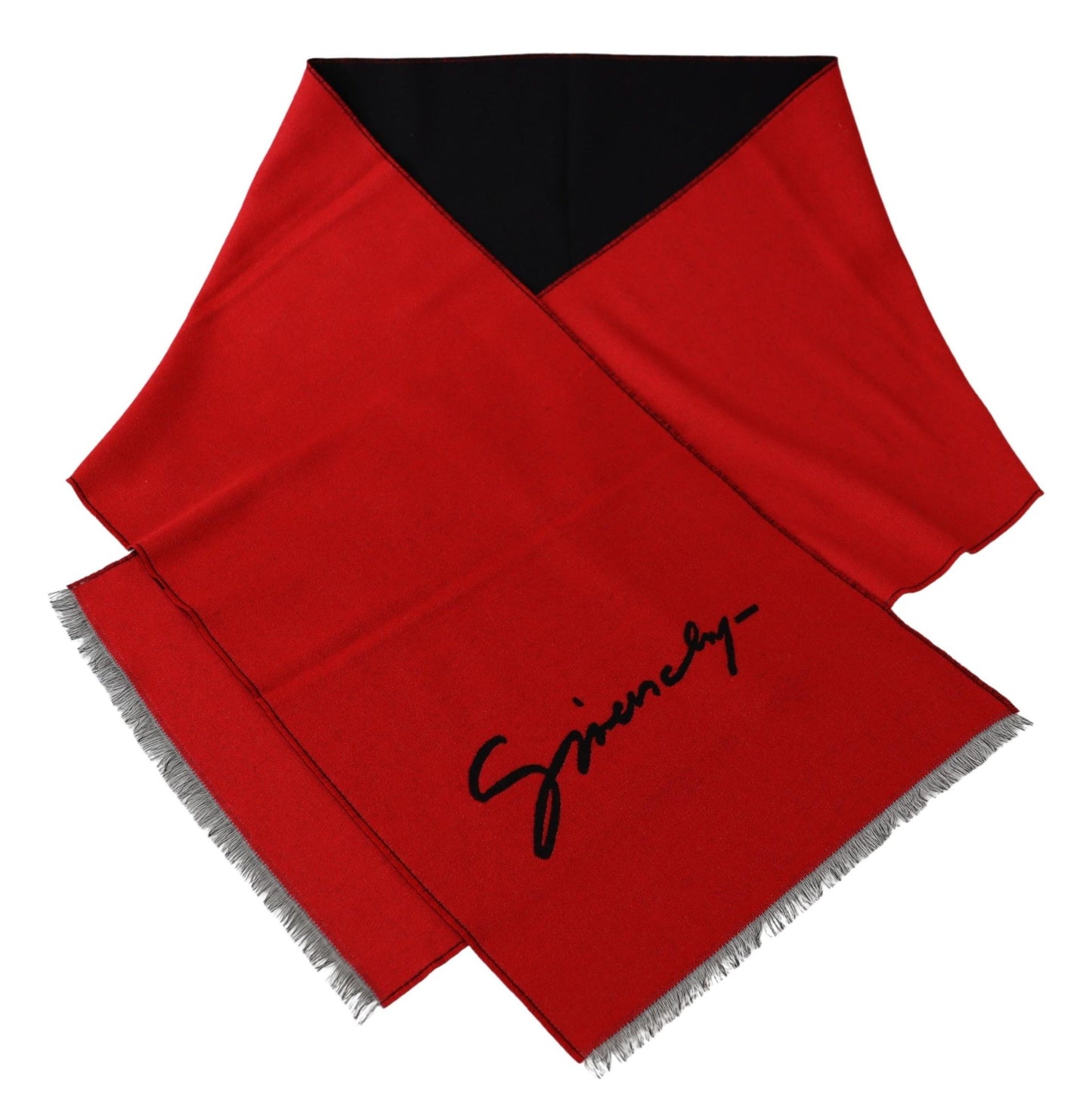 Givenchy Rot Schwarz Wolle Unisex Winter Warm Schal Wrap Shawl