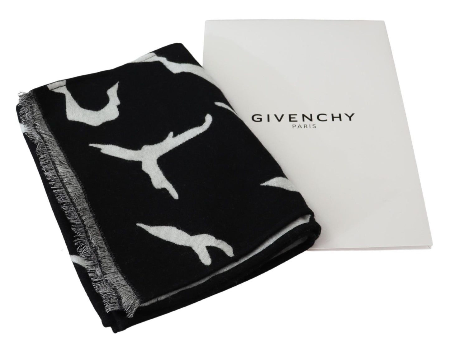 Givenchy Schwarz Weiß Wolle Unisex Winter Warm Schal Wrap Schal