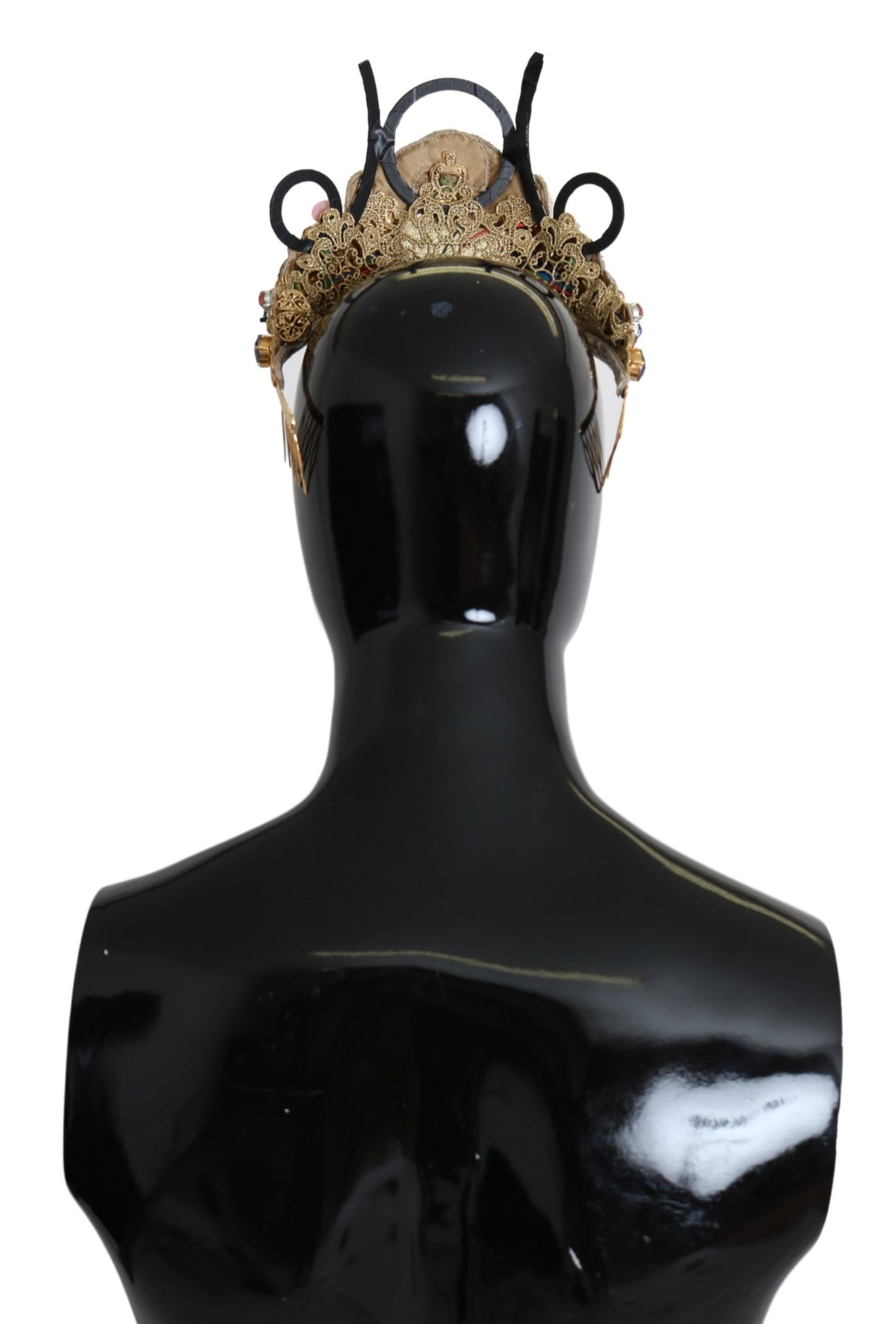 Dolce & Gabbana Gold Messing Floral Kristalle LED Lichter Krone Tiara Diadem