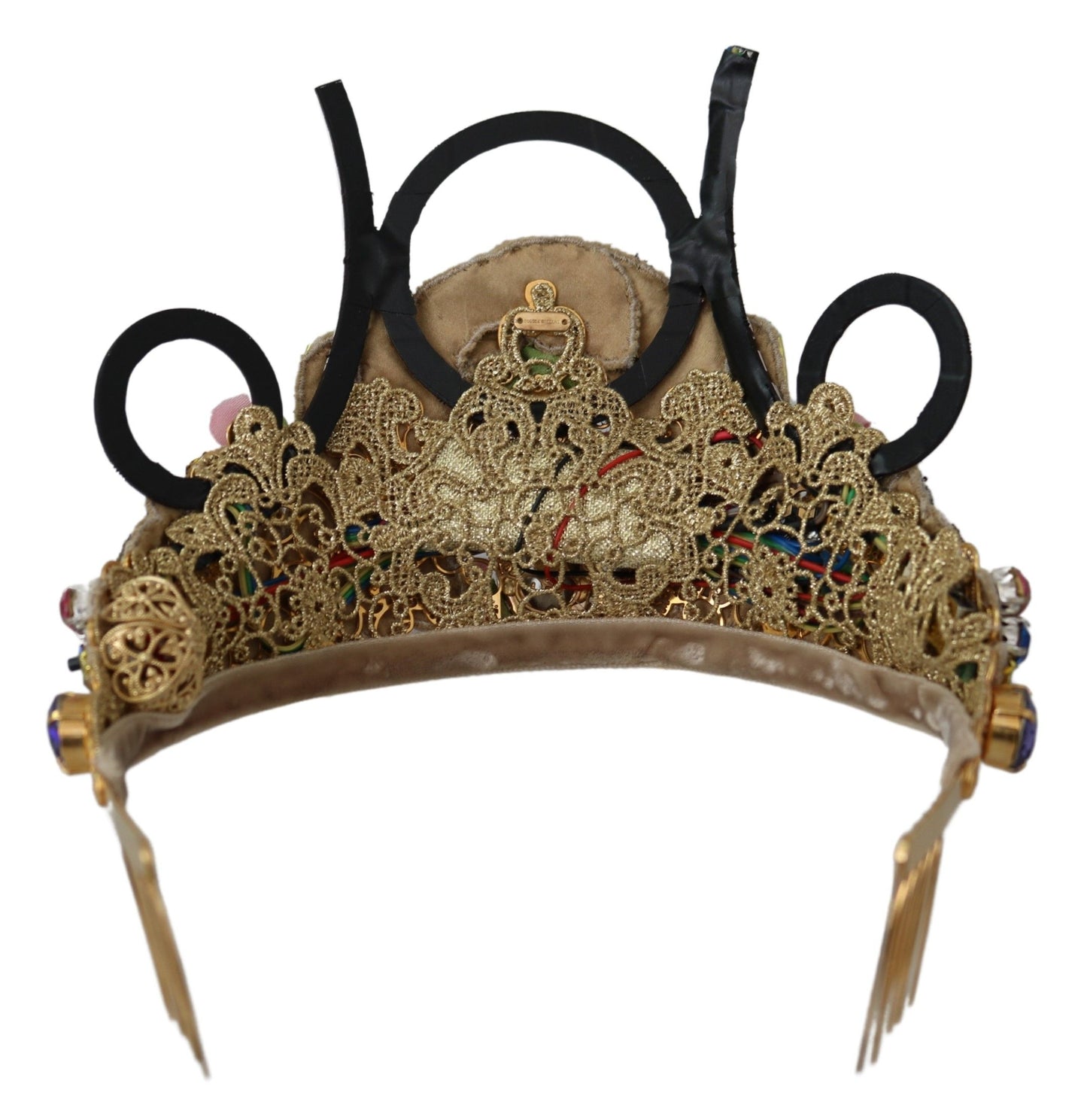 Dolce & Gabbana Gold Messing Floral Kristalle LED Lichter Krone Tiara Diadem
