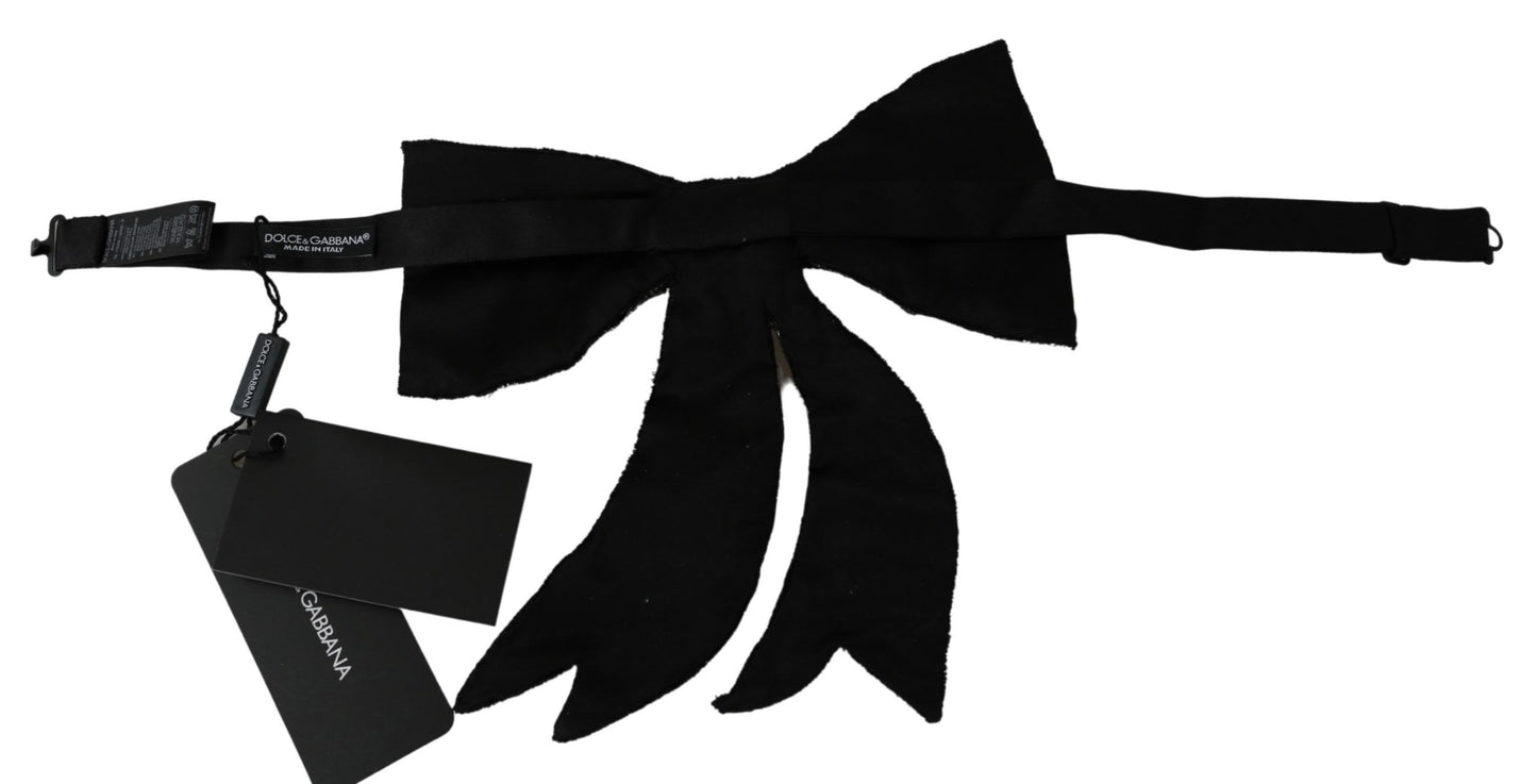 Dolce & Gabbana Silberfarbene 100% Seide Crystal verschönert Frauen Fliege