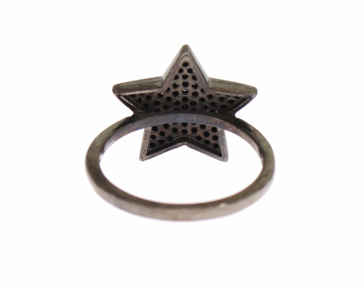 Nialaya Schwarzer CZ Stern 925 Silber Damen Ring