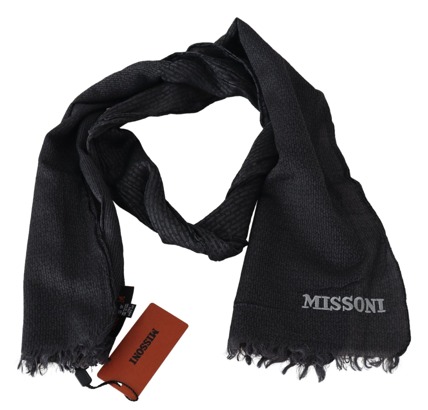 Missoni Schwarzer Wollstrick-Unisex-Halswickelschal