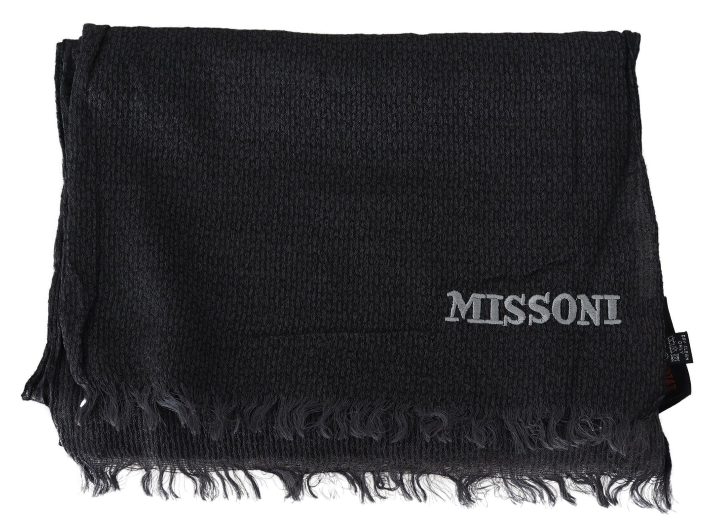 Missoni Schwarzer Wollstrick-Unisex-Halswickelschal