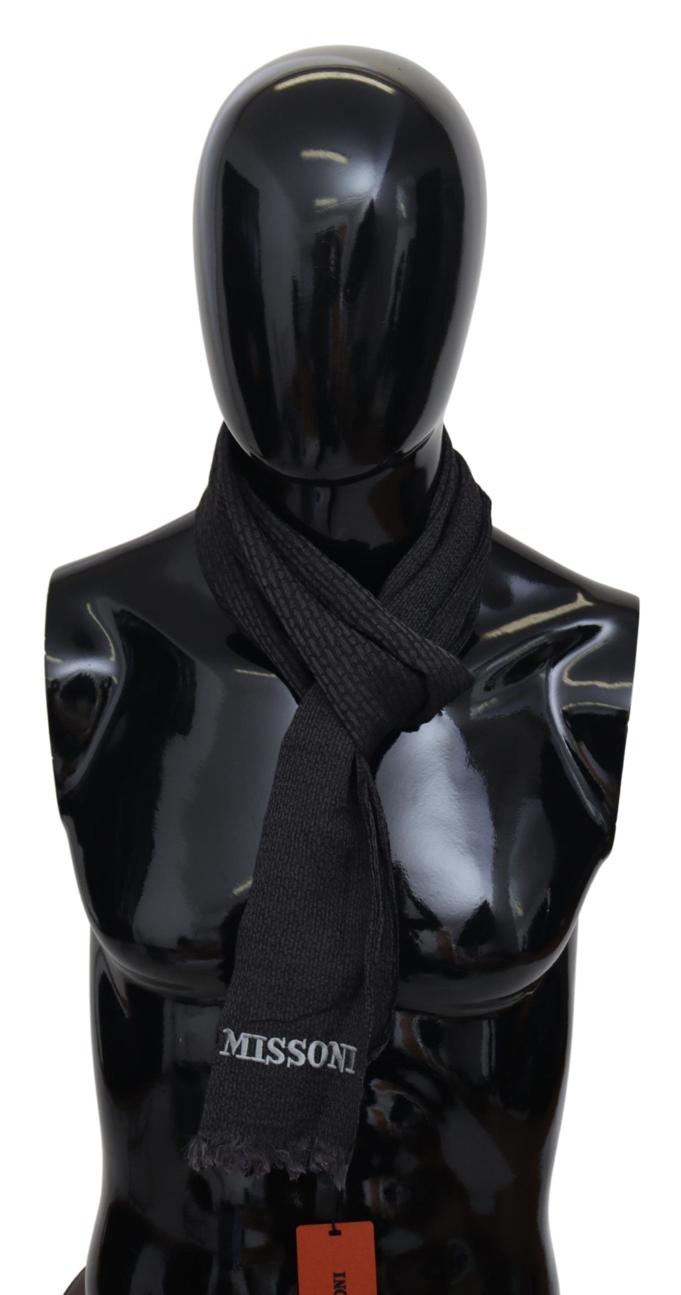 Missoni Schwarzer Wollstrick-Unisex-Halswickelschal