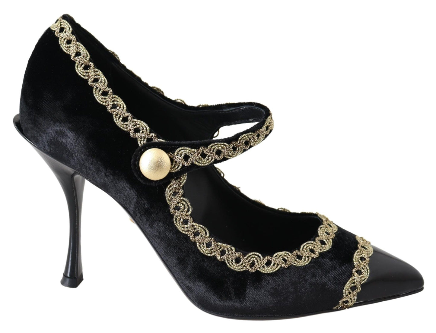 Dolce & Gabbana Schwarzer Samt Gold Mary Janes Pumps