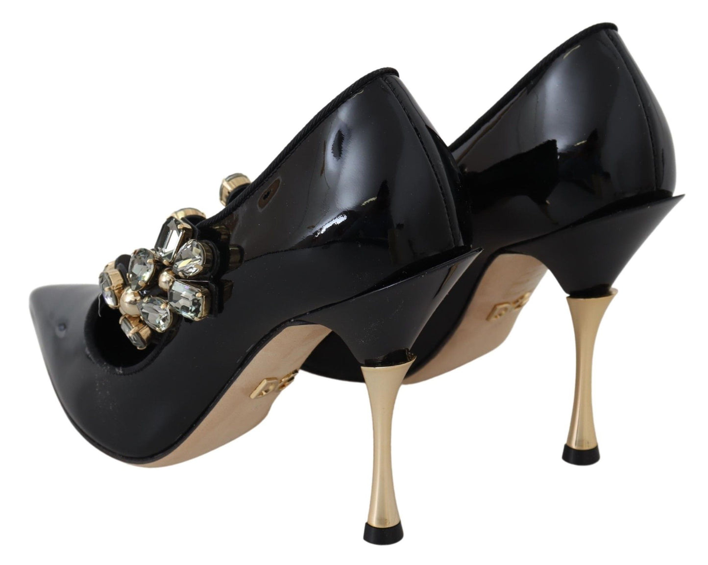 Dolce & Gabbana Schwarz Leder Kristall Schuhe Mary Jane Pumps
