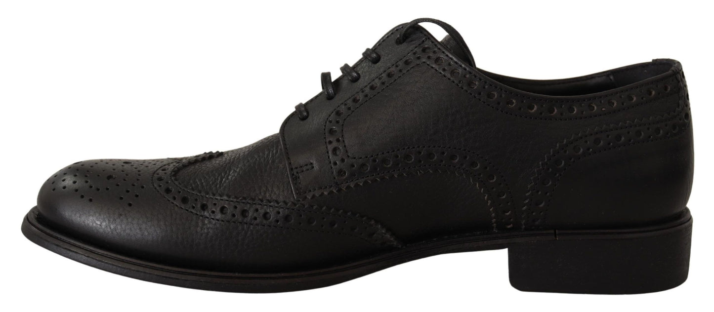 Dolce & Gabbana Schwarze Leder Oxford Wingtip Formal Dress Schuhe