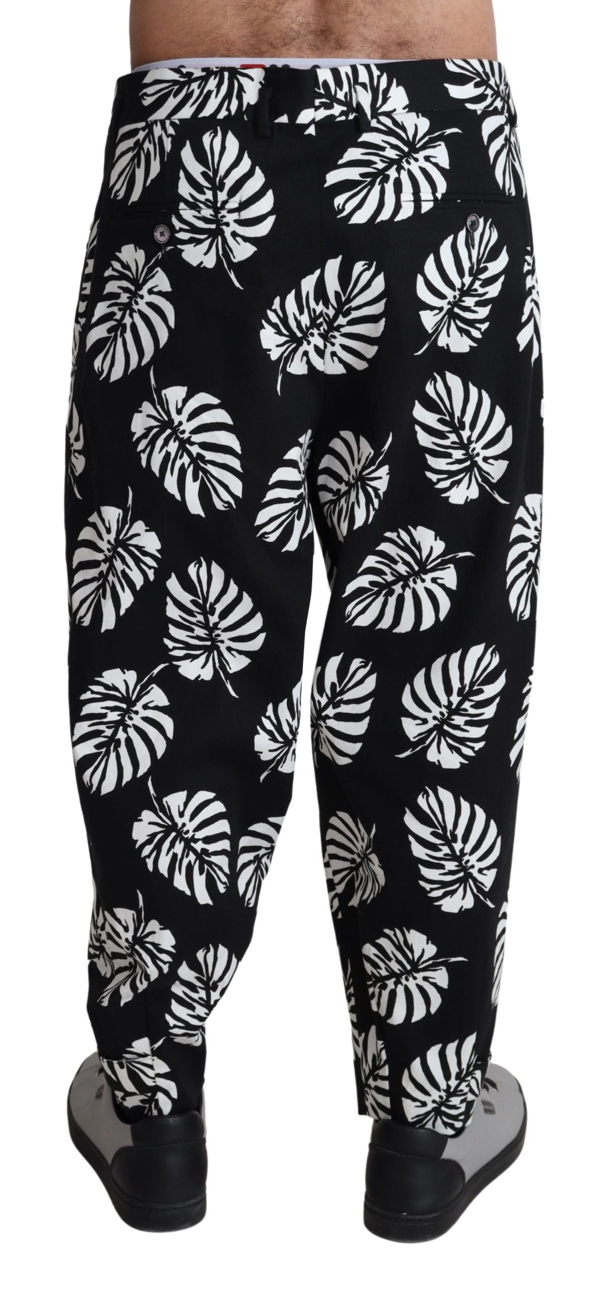 Dolce & Gabbana Schwarzes Blatt Baumwoll-Stretch-Hose Hose Hose