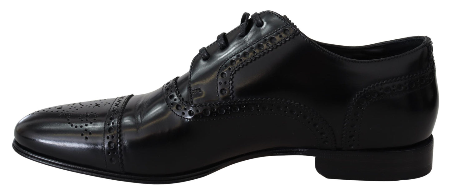 Dolce & Gabbana Schwarz Leder Männer Derby Formal Loafers Schuhe